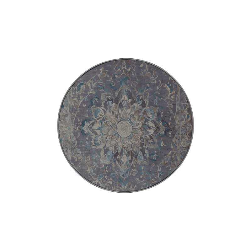 Silky Soft Plush Gray Area Rug, Round 6'