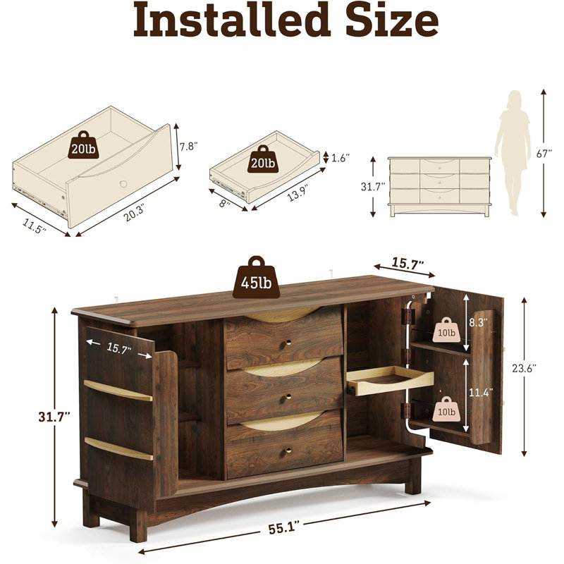 Curved Sideboard Buffet Cabinet With Stroage