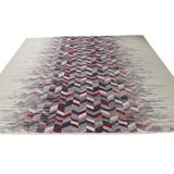 Multicolor Hand-Knotted Wool Faded Chevron Cascade Geometric Modern Contemporary Carpet Rug