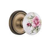 Classic Rosette with White Rose Porcelain Door Knob