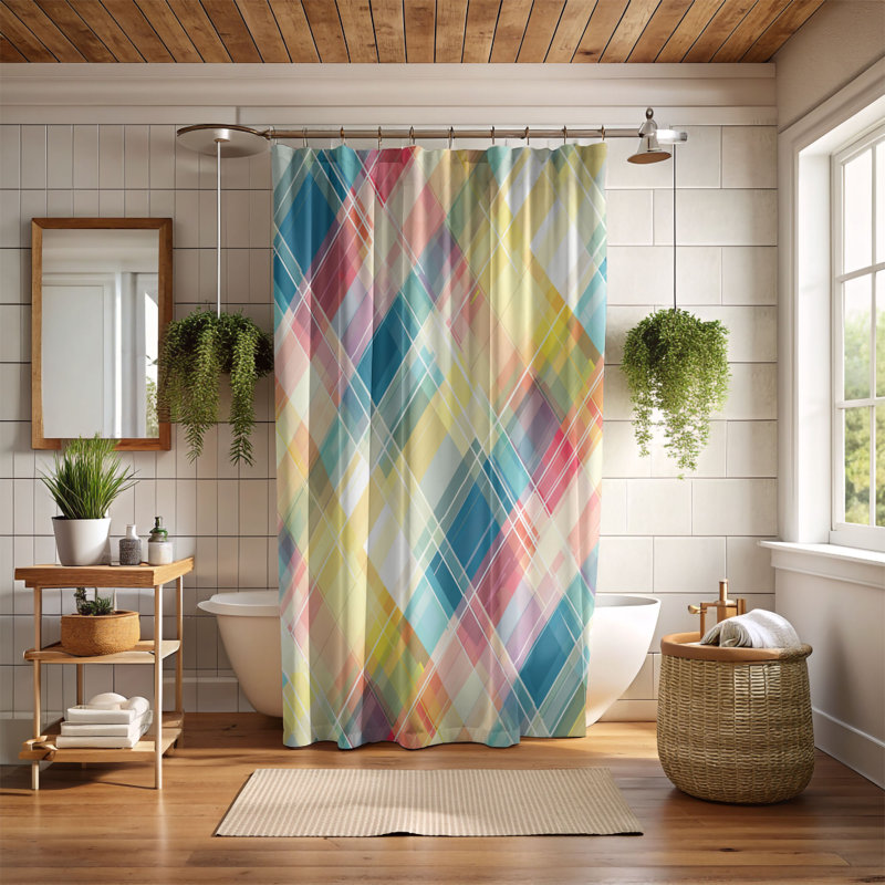 Rideau de douche Plaid Splash - Premium, H 74 po x l 71 po