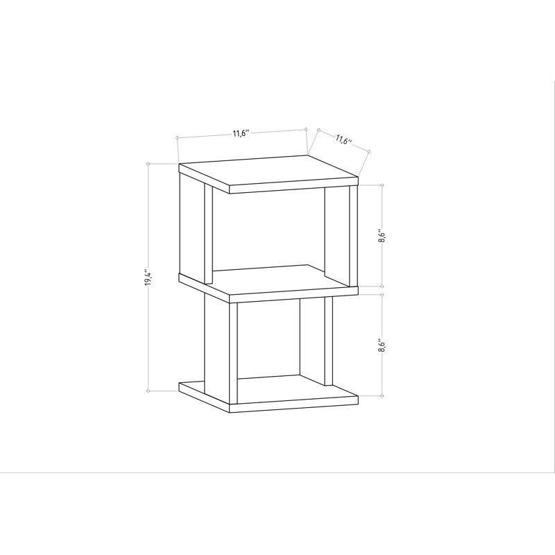 Table de chevet ergonomique Carter, Anthracite