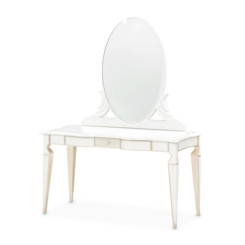 La Marisia Vanity & Mirror Set - Creamy Pearl