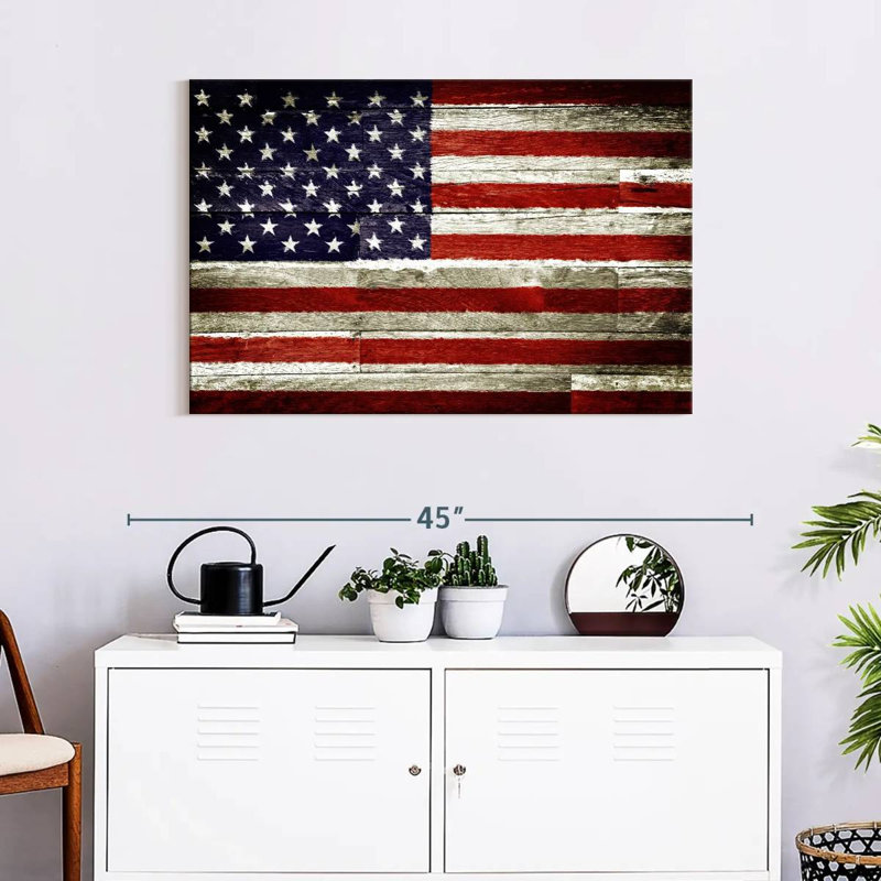Borges American Flag Rustic, 24" H x 36" W
