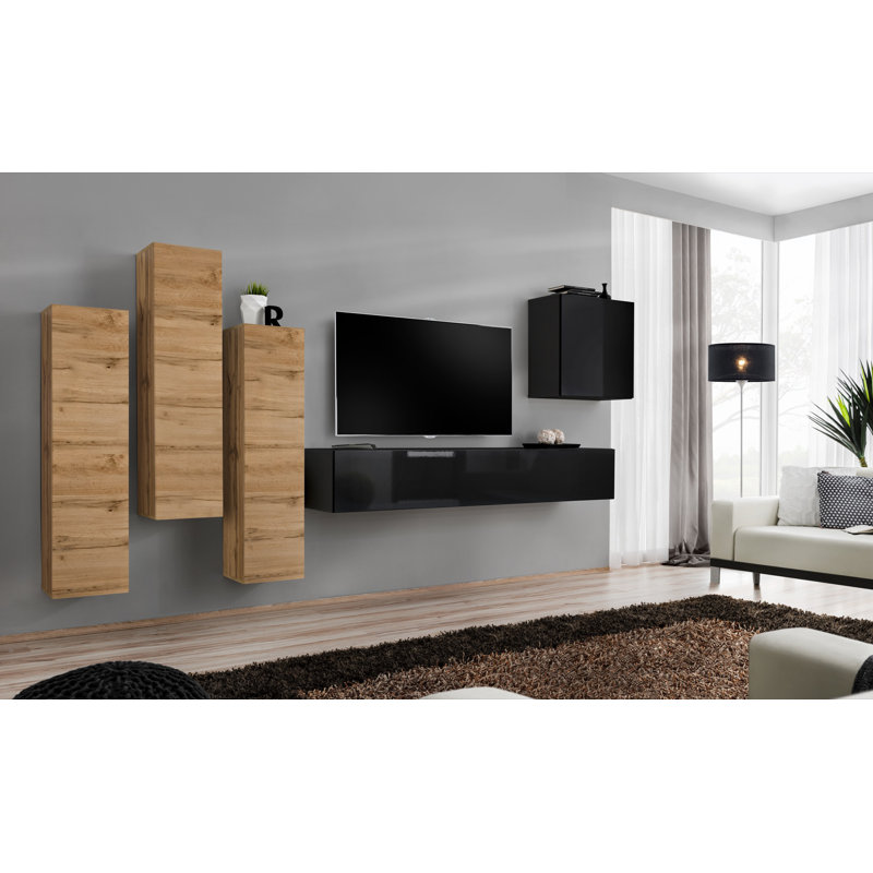 Atara Unfinished Entertainment Centre for TVs up to 75", Wotan Oak/Black