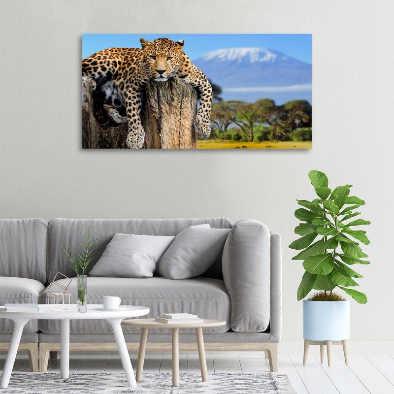 Leopard On The Trunk - No Frame Print on Canvas