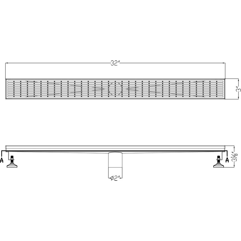 Wheaton River Series 32 Inch Long Stainless Steel Linear Floor Shower Drain