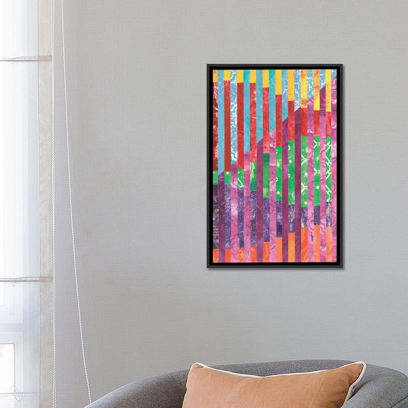 « quilted monoprints iv », impression sur toile, H 26 po x l 18 po x P 1,5 po, Toile avec cadre noir, Pas de tapis