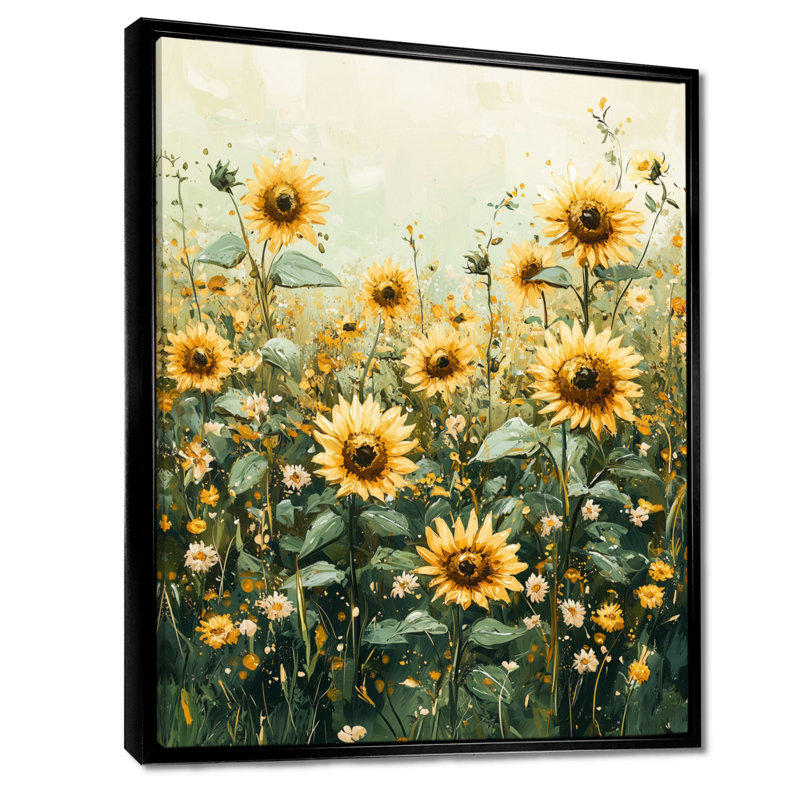 Drusi - Floral Wall Art, Black, Floater Framed Print, 20" H x 12" W