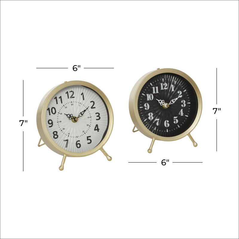 Modern & Contemporary Analog Quartz Movement / Crystal Tabletop Clock in Gold