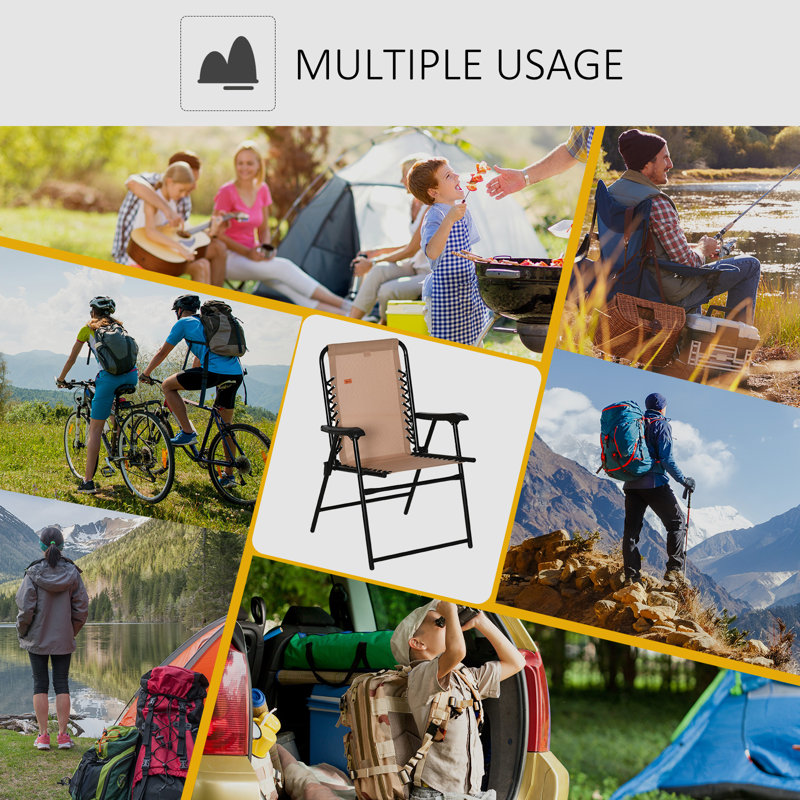 Beige Zero Gravity Folding Outdoor Chair with Arms