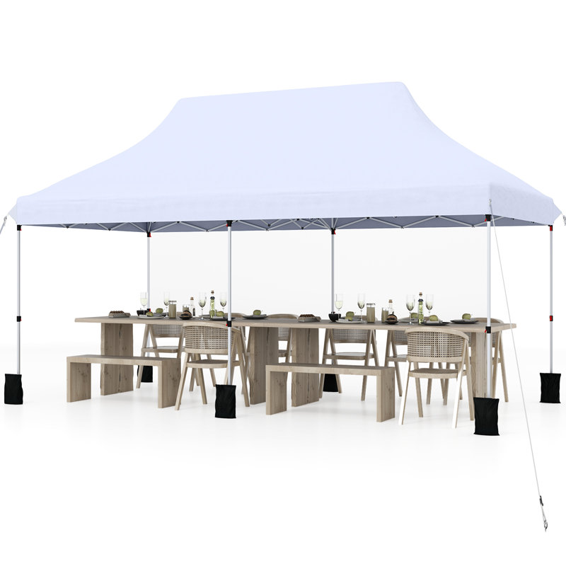3M X 6M Pop-Up Canopy Tent Folding Instant Sun Shelter W/ Carrying Bag, White