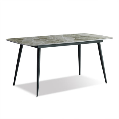 Black Rectangular Sintered Stone + Carbon Steel Dining Table