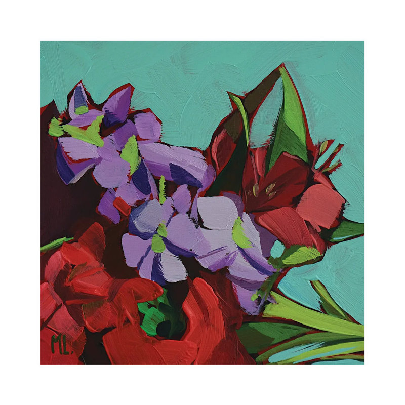 Red And Violet by Mónica Linares - Wrapped Canvas Painting, 30.48 cm H x 30.48 cm W