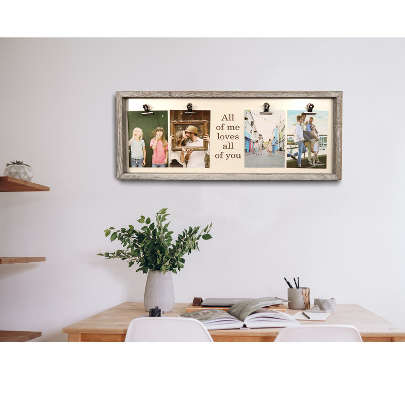 Cadre photo campagnard avec 4 clips, Brun rustique