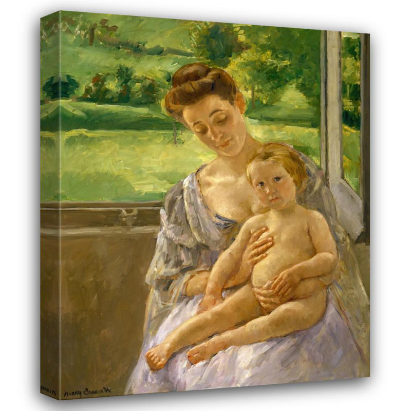 "Mère et enfant dans le conservatoire" par Mary Cassatt - Art mural sur toile tendue avec châssis, H 18 po x l 14 po