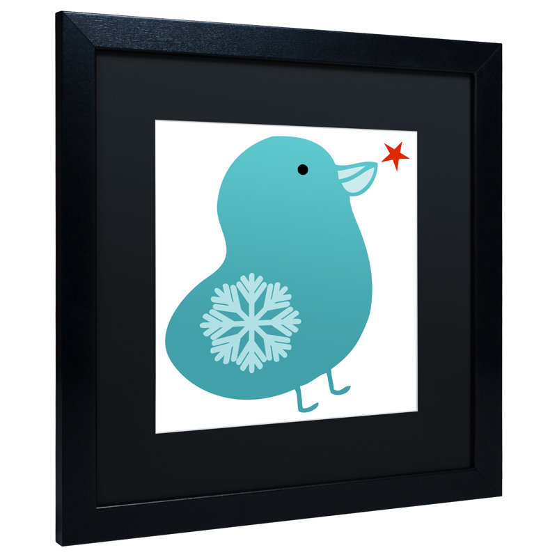 « flocon d’oiseau » par carla martell, art encadré, Noir, H 16 po x l 16 po