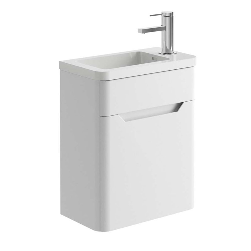 450mm Single Bathroom Vanity with Polyglomerate Basin, Matte White