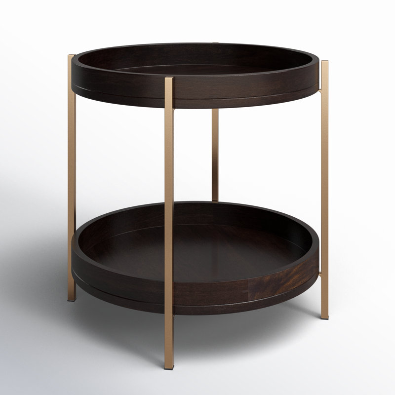 Table de bout avec rangement Inira, Brun