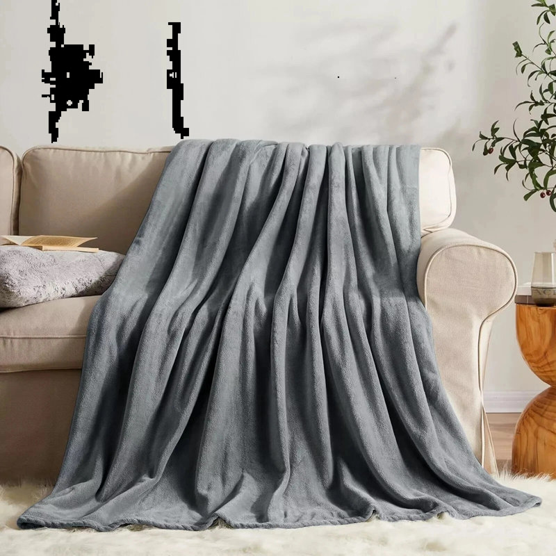 Plain Weave / Muslin Throw Blanket, 240cm W x 270cm L, Grey