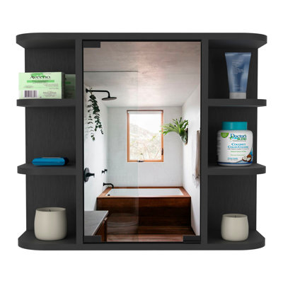Medicine Cabinet 19" H, Six External Shelves, Three Interior Shelves, Black