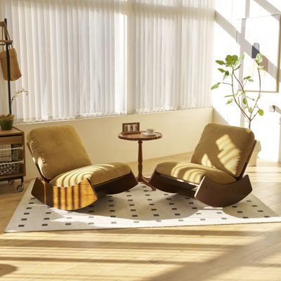 Ensemble de 2 chaises berçantes confortables de haute qualité avec cadre en bois massif pour chambre à coucher, salon, chambre de bébé