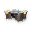 Paquette 6 - Person Wicker Patio Dining Set with Round Table , Cushions Included-1567833777-1567833782