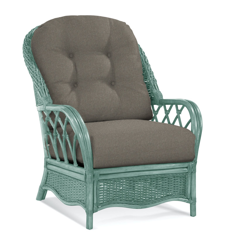  Everglade Rattan Arm Chair, Gray Sugar Performance; 0863-84, Sea Glass