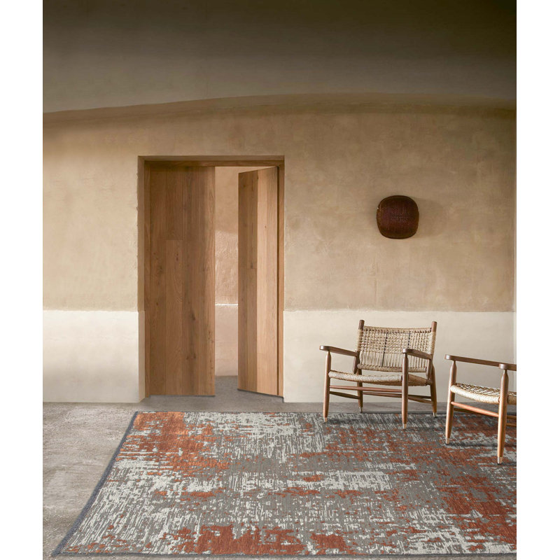 Tapis gris en chenille / polyester tissé à la machine Terea, Rectangle 2 pi 8 po x 5 pi