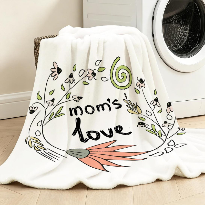 Jeté en molleton transparent ultra doux, texte «Love» avec imprimé floral recto, Jeté 30 po x 40 po
