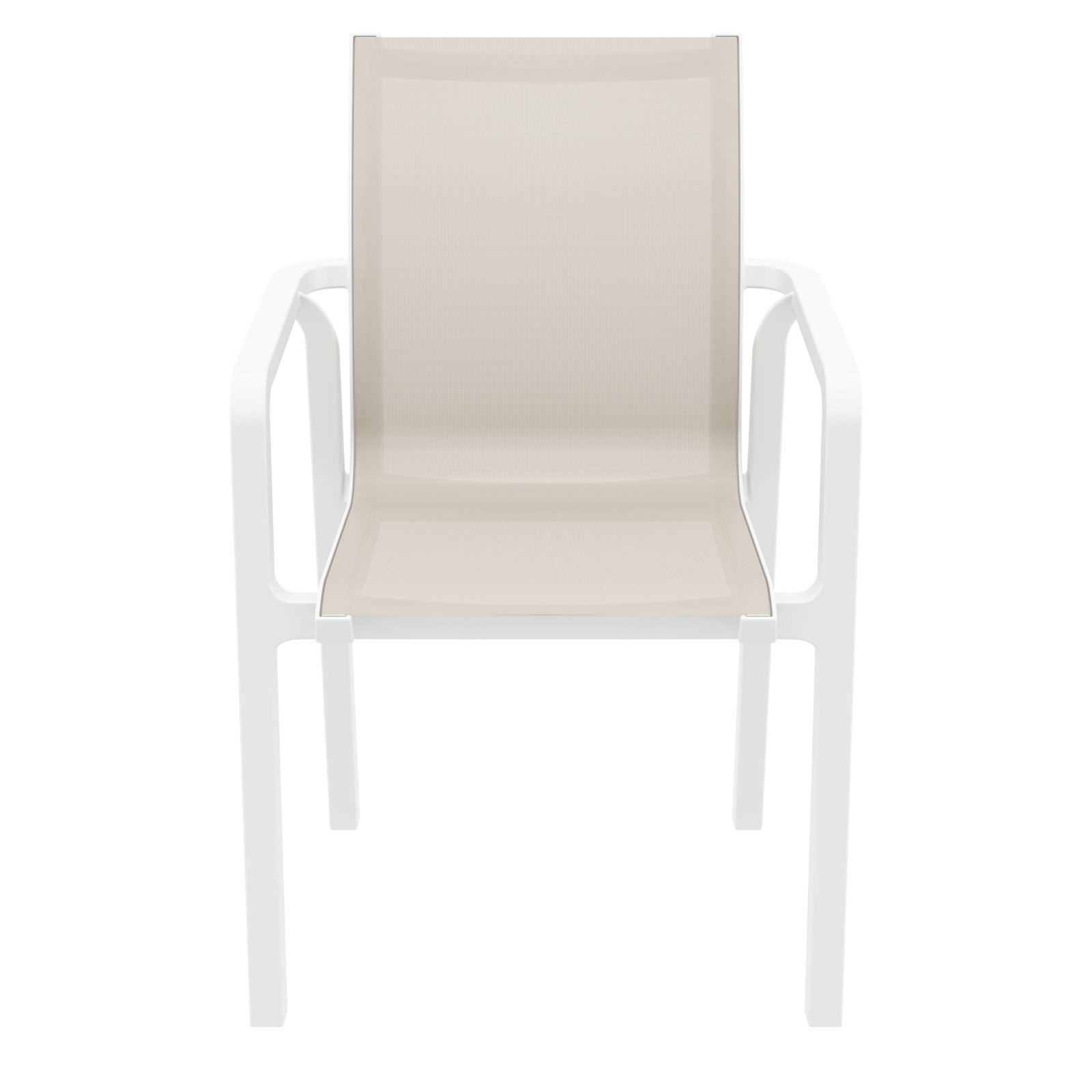 Farrah Stackable Patio Armchair, White/Taupe