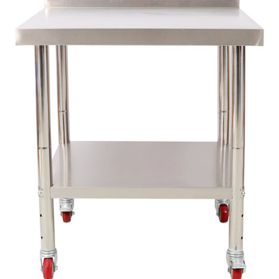 Heavy Duty 30 X 24 35-1/2 Inch 440lbs Capacity Stainless Steel Prep Table With Backsplash, Adjustable Undershelf And 4 For Restaurant Storage Load Worktable Shelf Multiple Spaces