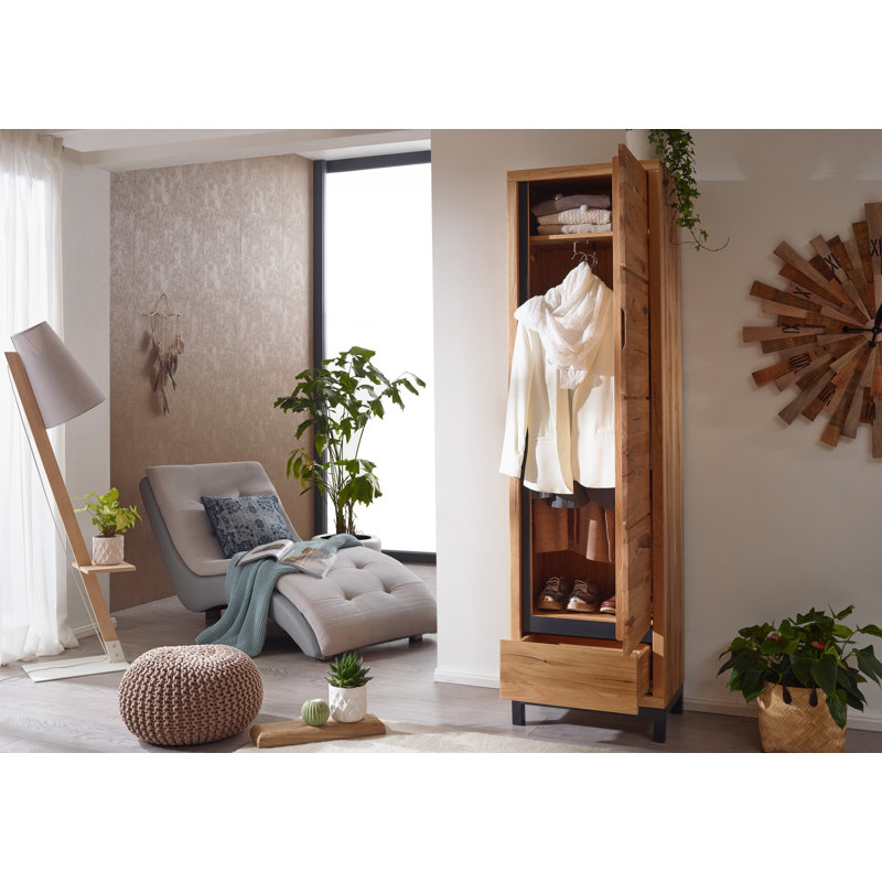 Villanders 1 Door Solid Wood Wardrobe, Natural
