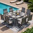 Ensemble repas pour 8 personnes avec fauteuils pivotants 360 ° et table en métal