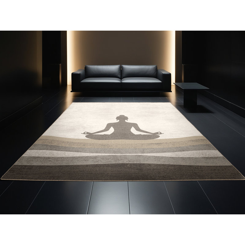 Tapis minimaliste beige lavable à la machine Oakridge, 8 x 10