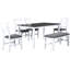 6 Dining , 4 Upholstered Chairs, Bench, And A 60x36-inch Table With Gray Top White Frame Design Wood
