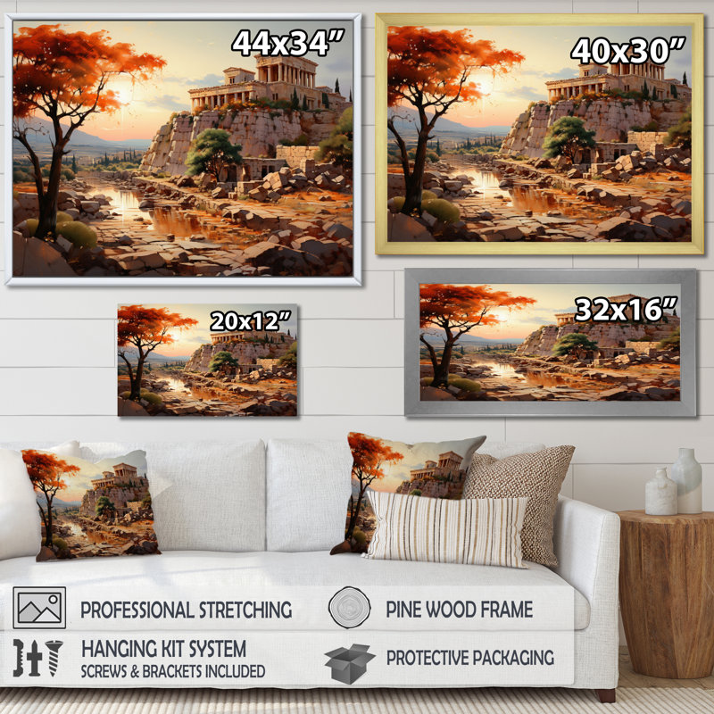 «Grèce Emperor Dreams I», reproduction sur toile, Cadre doré à une seule photo, H 30 po x l 40 po x P 1,5 po