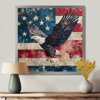 Patriotisme, aigle et drapeau des États-Unis, paysage V - aigle, art mural