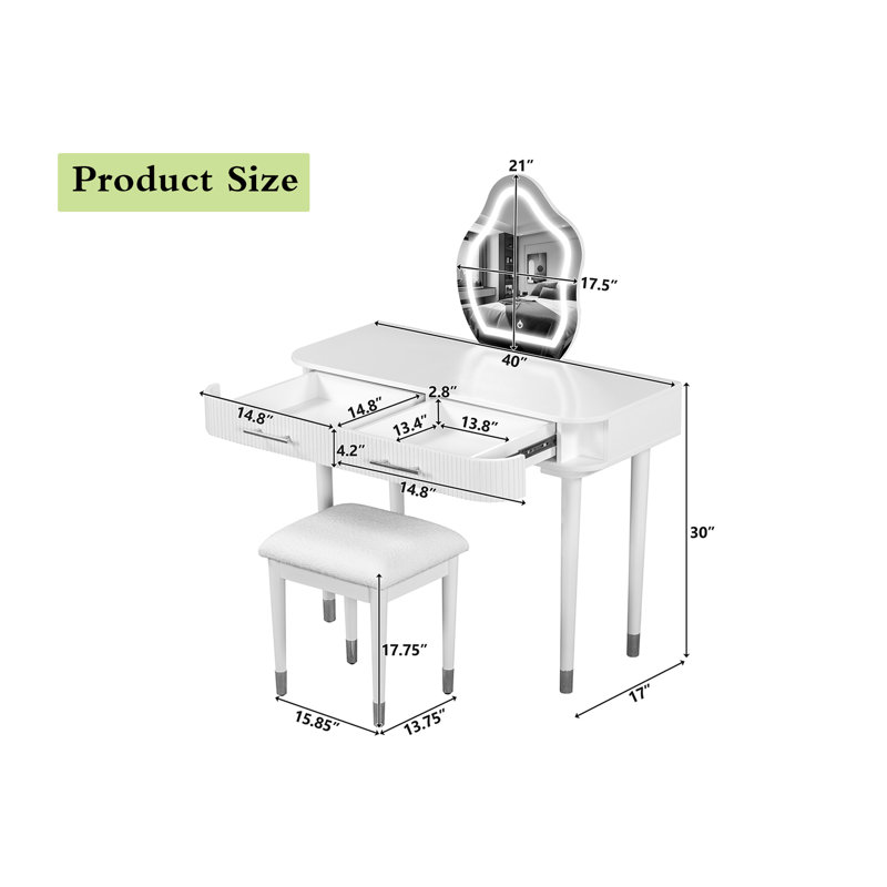 Table de coiffeuse avec miroir lumineux