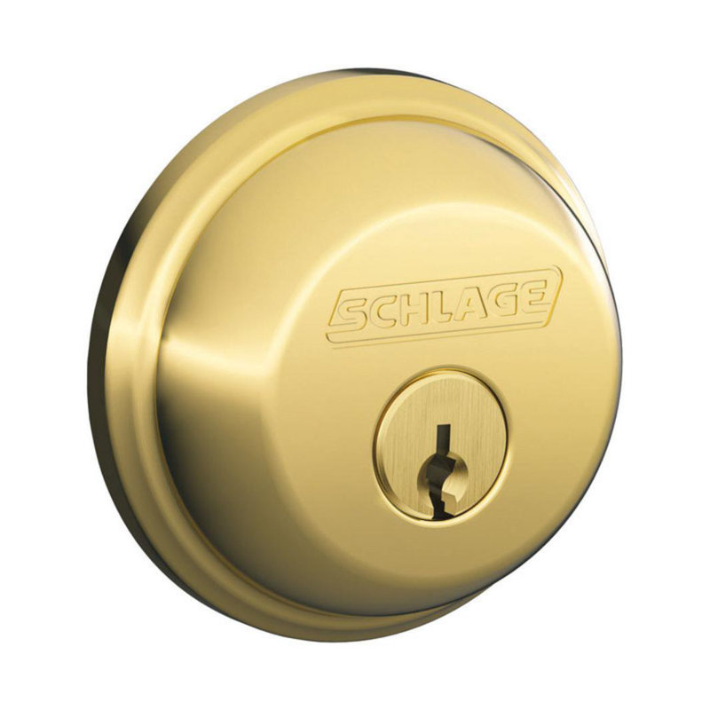 Schlage Bright Brass Zinc Single Cylinder Deadbolt, Yes
