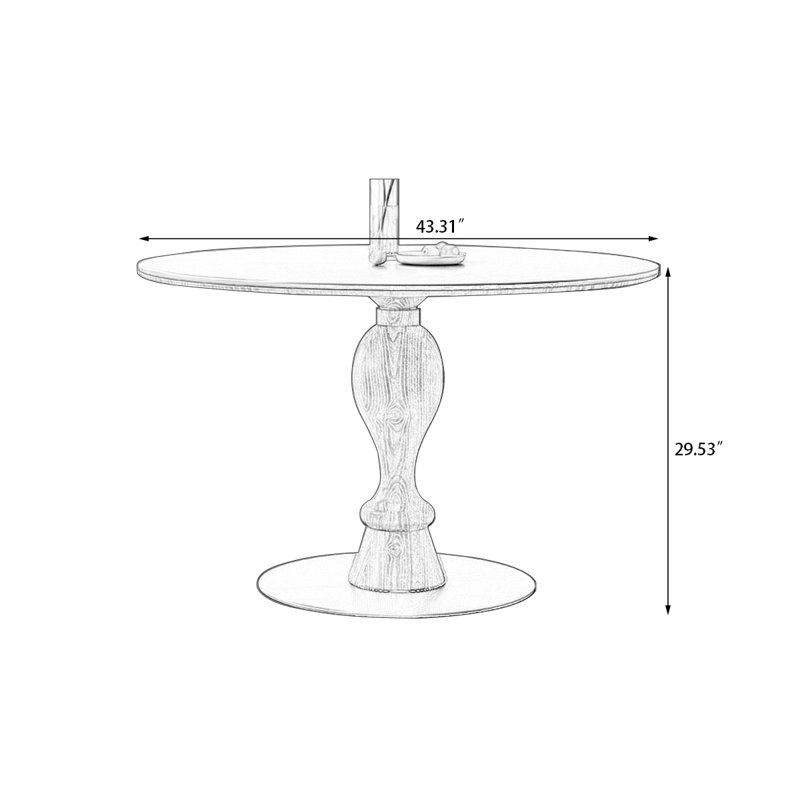Black Round Sintered Stone Dining table, Black, 29.53"H x 43.31"L x 43.31"W, Black