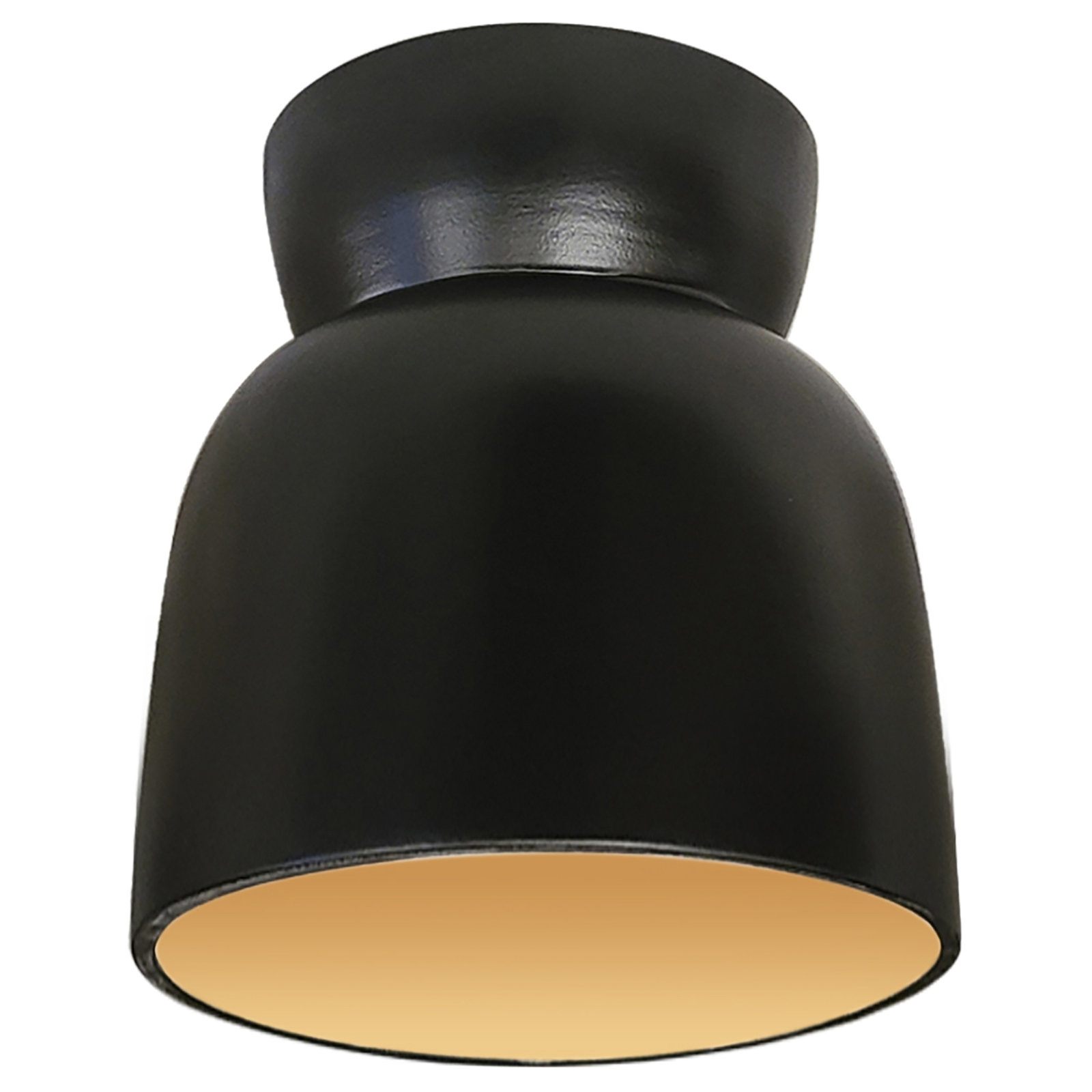 Logan Single Light Ceramic 8'' H X 7.5'' W  Flush Mount, Carbon Matte Black/Champagne Gold, LED (Integrated)