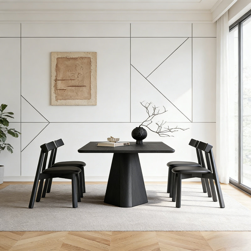 Table de salle à manger moderne moderne minimaliste noire