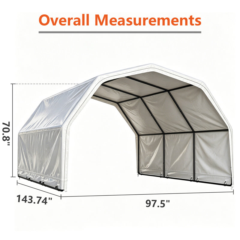 Abri portatif pour chevaux de 3,65 m x 2,45 m, robuste, avec structure en acier et bâche imperméable et résistante aux UV pour les chevaux, les chèvres et les moutons.
