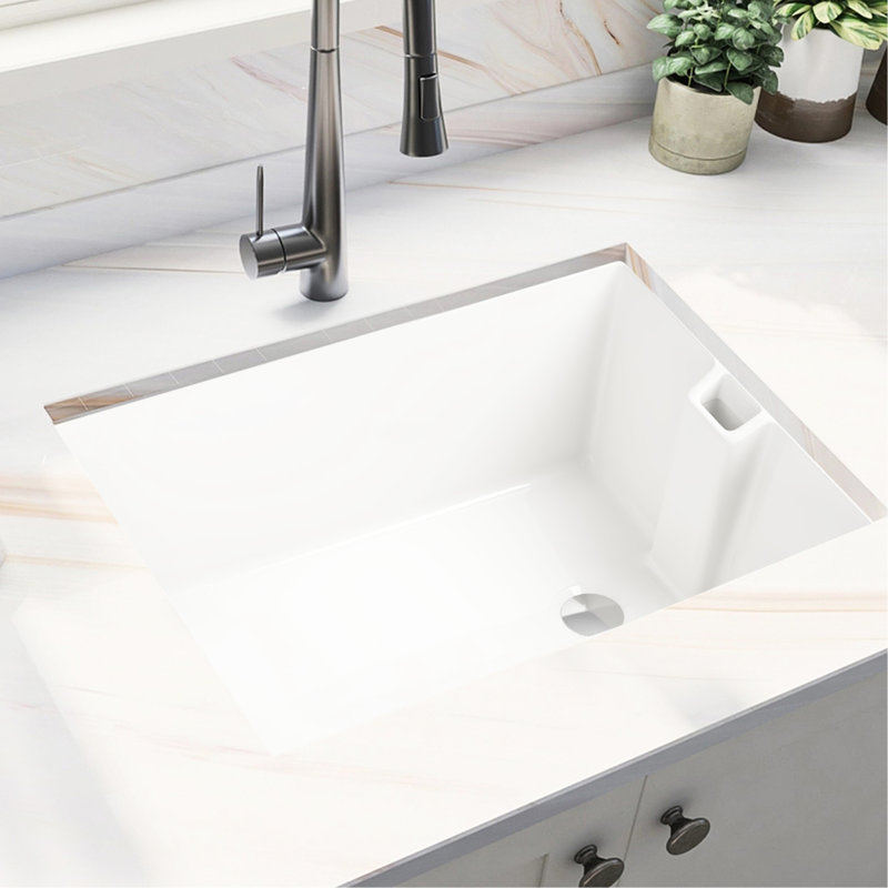 23.6" L X 18" W White Ceramic Kitchen Sink - Stain-, Long-Term Durability, User- Single Bowl 23.6"X18" , Scratch-, Cleanliness