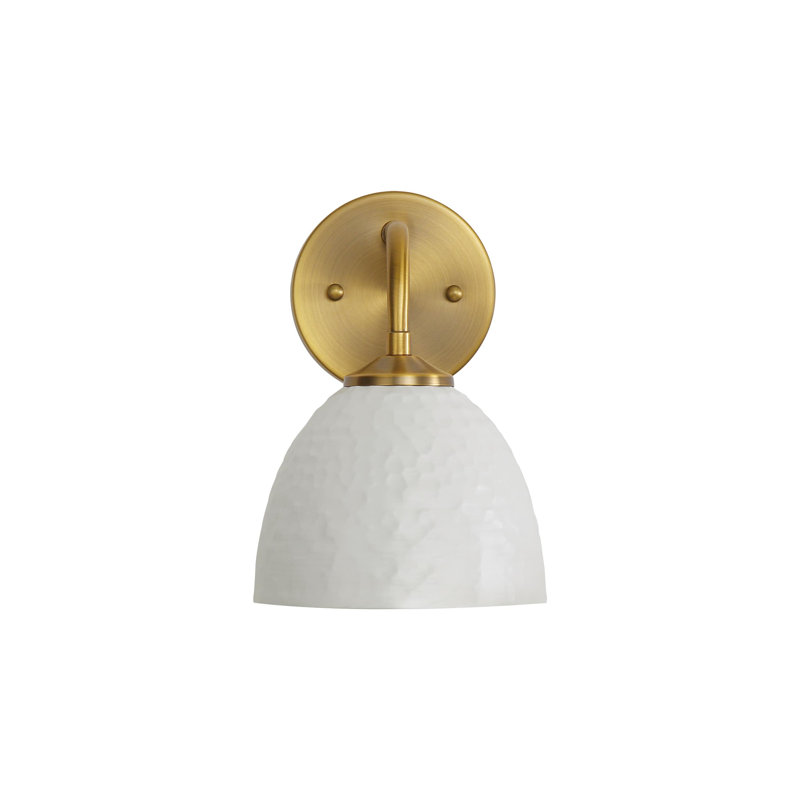 Lesniak 1-Light Wall Sconce in Modern Brass, White