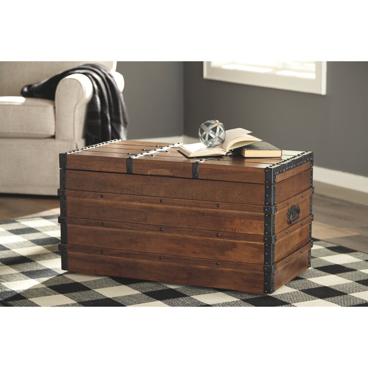 Wooden Coffee Table Chest Vintage Style, Storage Trunk Chest, Cottage Table  Box