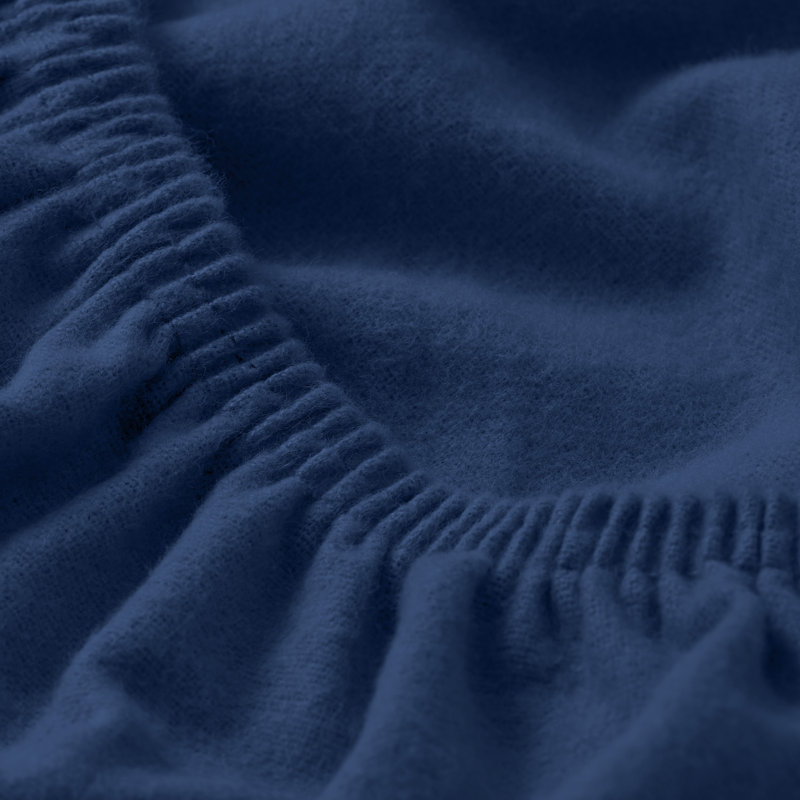 Drap-housse en flanelle de coton, Bleu foncé, Drap-housse de taille simple