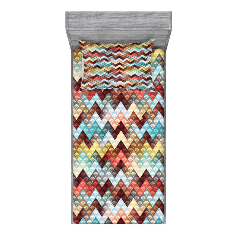 Microfiber Chevron Sheet Set, Twin XL Sheet Set with Fitted Sheet