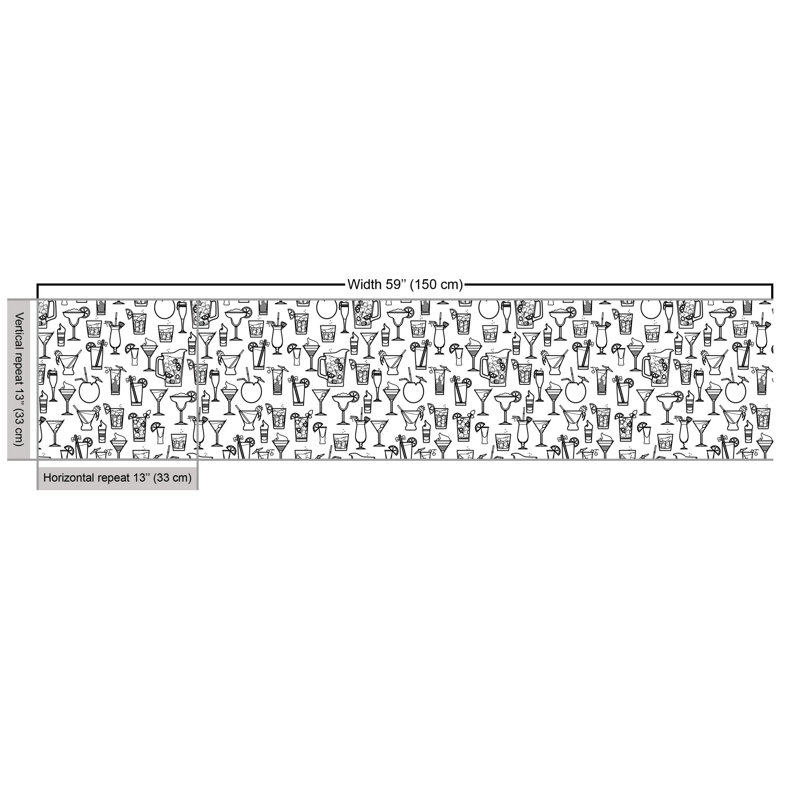 Charol Monochrome Sketch Cocktails Multi-Purpose Fabric